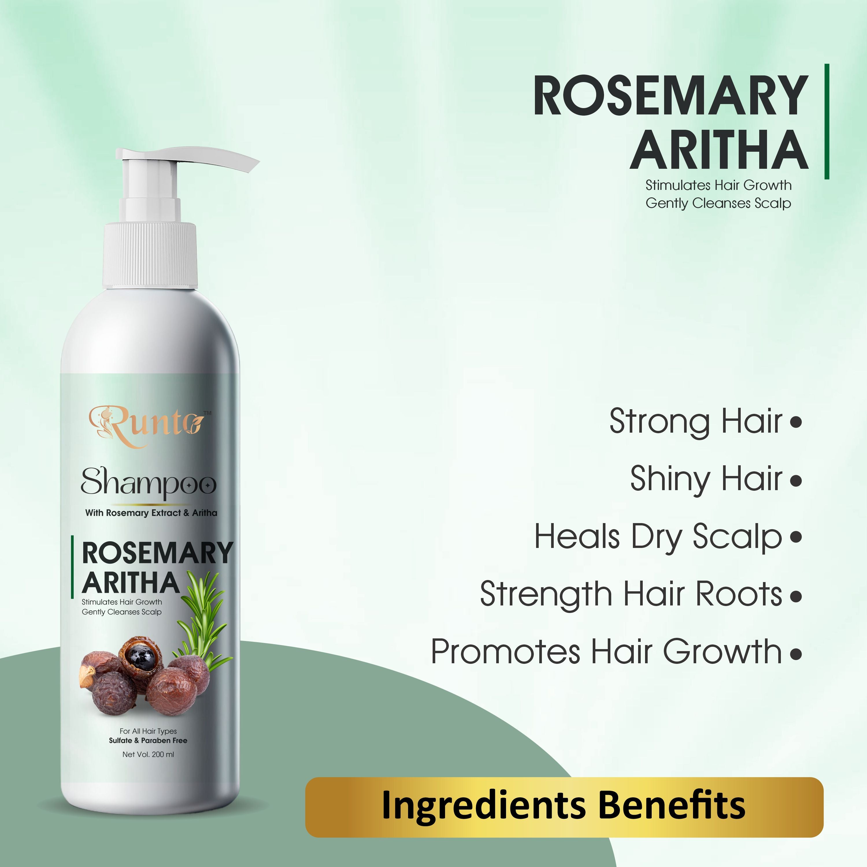 RUNTO Rosemary Aritha Hair Growth & anti hair fall scalp repair with anti dandruff shampoo