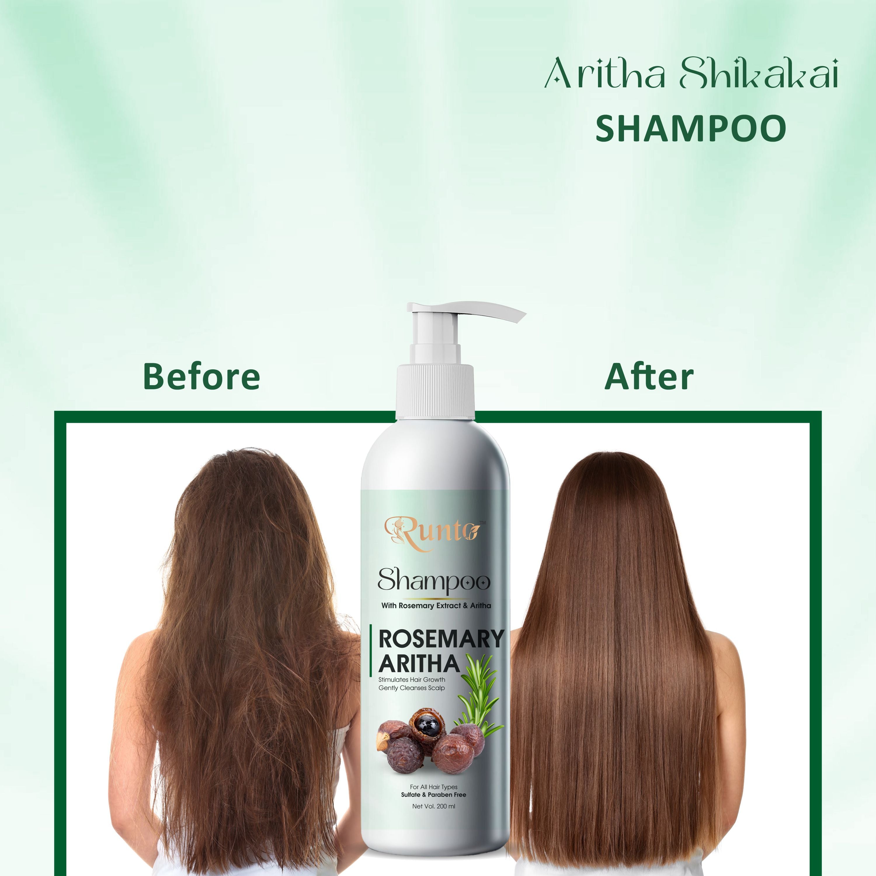 RUNTO Rosemary Aritha Hair Growth & anti hair fall scalp repair with anti dandruff shampoo